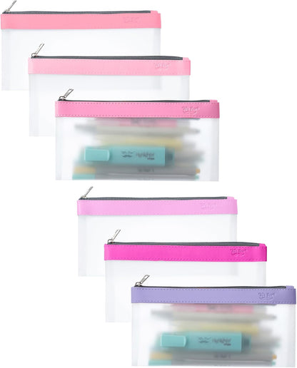 Mr. Pen- Clear Pencil Pouch, 6 Pack, Pink Shades, Pencil Bags, Clear Makeup Pouch