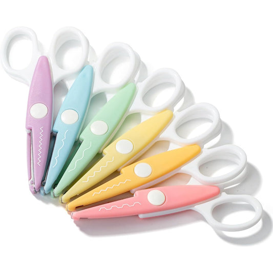 Mr. Pen- Summer Craft Scissors Decorative Edge, 6 Pack, White & Pastel Color, Craft Scissors, Zig Zag Scissors