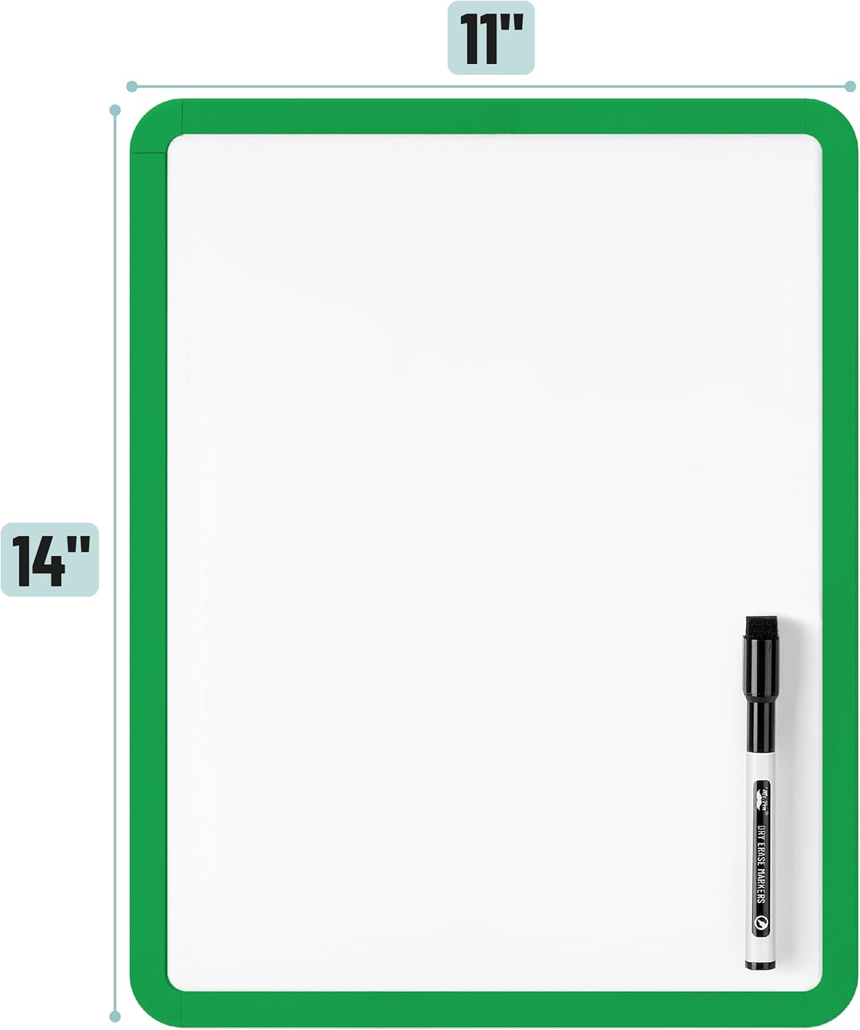 Mr. Pen- Dry Erase Board, 14” x 11” with a Black Dry Erase Marker, Green Frame, Small White Board