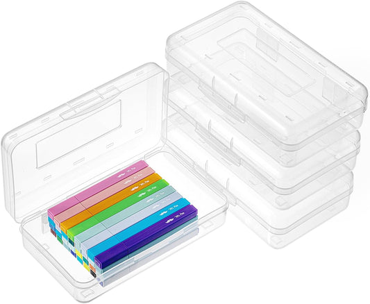 Mr. Pen- Pencil Box, 4 Pack, Clear, Plastic Pencil Box Case, Pencil Case, Crayon Box, Pencil Case for Kids, Clear Pencil Case