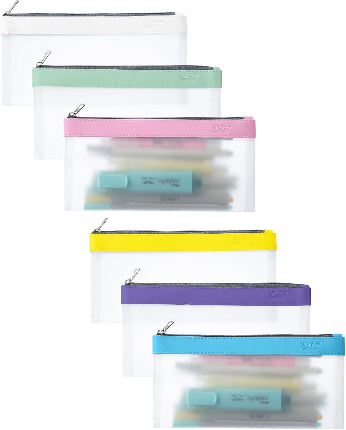 Mr. Pen- Clear Pencil Pouch, 6 Pack, Morandi Color, Pencil Bags, Clear Makeup Pouch