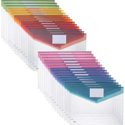 Mr. Pen- Clear Plastic Envelopes with Snap Closure, 30 Pack, A4, Letter Size, Colorful Flaps