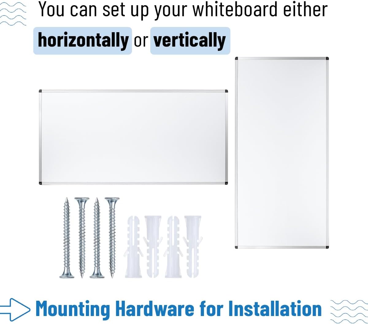 Magnetic Dry Erase Board for Wall, 24" x 48", Tray