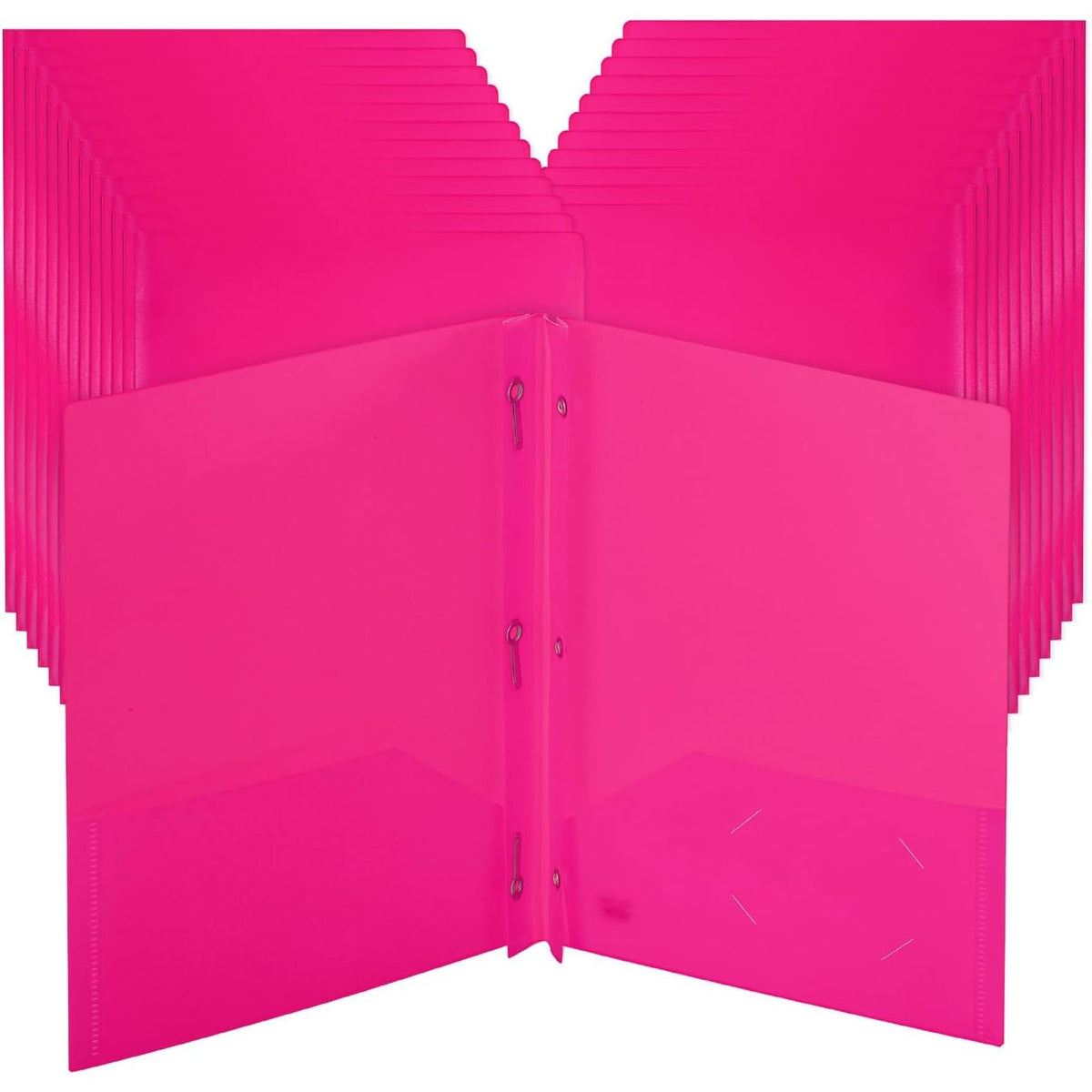 Mr. Pen- Plastic Folders with Pockets and Prongs, 24 Pack, Letter Size, Pink, Flexible Plastic Folders with Prongs