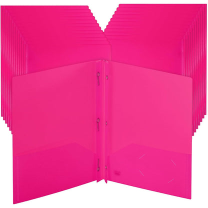 Mr. Pen- Plastic Folders with Pockets and Prongs, 24 Pack, Letter Size, Pink, Flexible Plastic Folders with Prongs