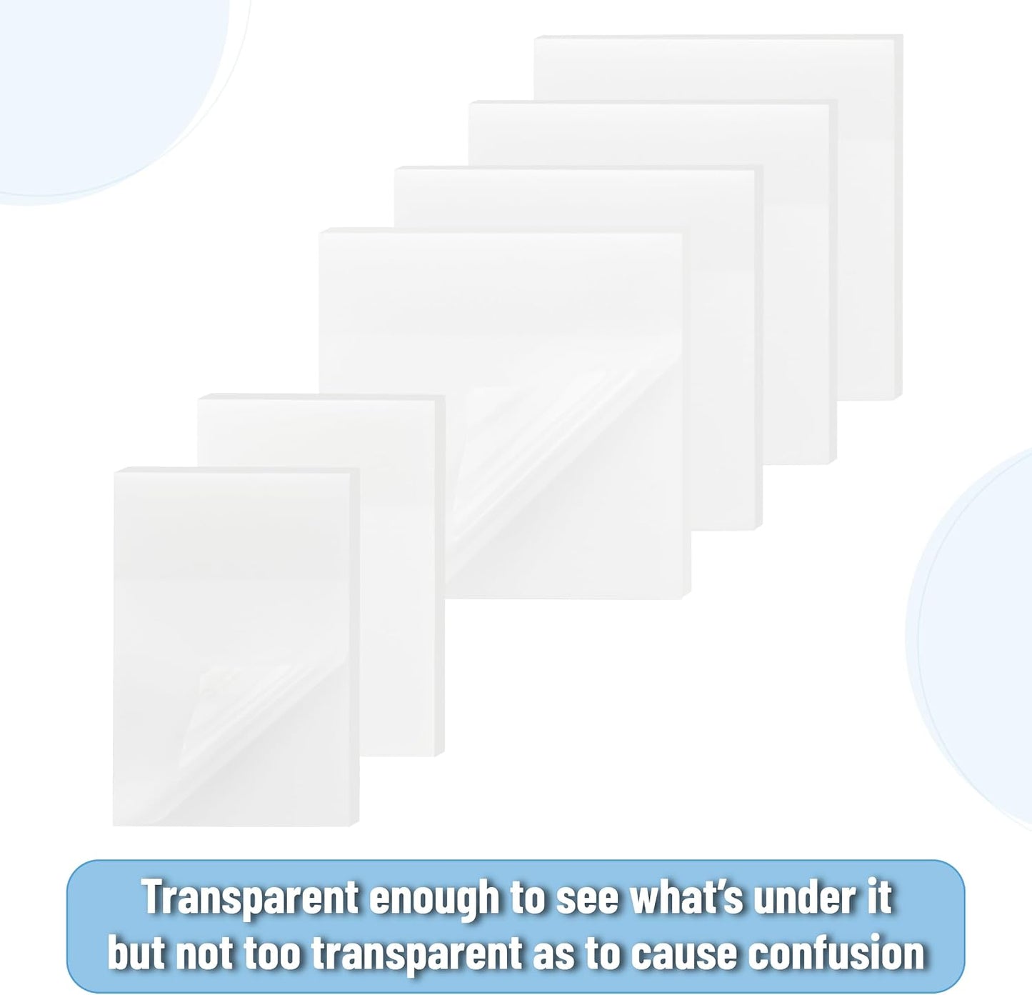 Mr. Pen- Transparent Sticky Notes Set, 1000 Sheets, 6 Sizes