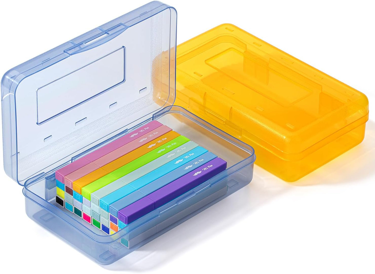 Mr. Pen- Pencil Box, 2 Pack, Assorted Colors, Crayon Box, Pencil Boxes, Pencil Box, 2 Pack, Yellow & Blue