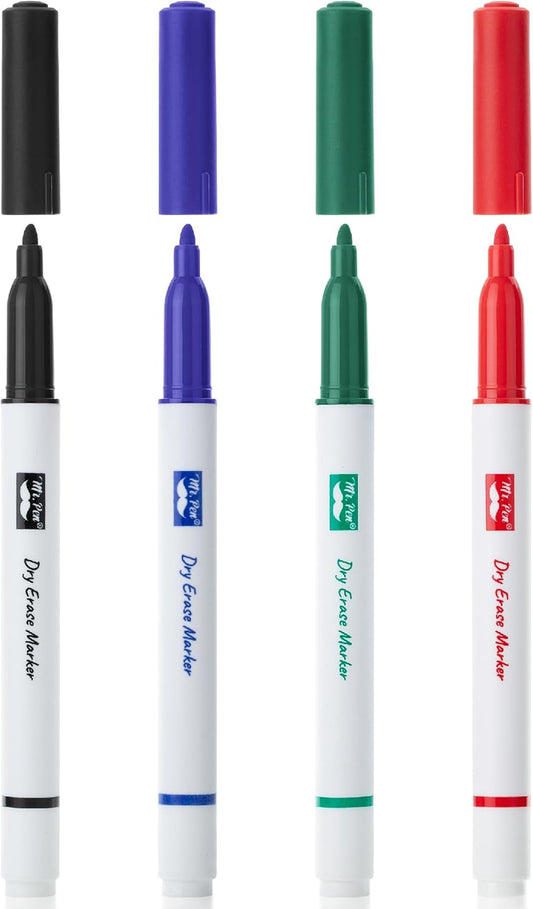 Mr. Pen- Dry Erase Markers, Fine Tip, 4 Pack, Assorted Colors, White Board Markers Dry Erase Fine Tip Markers