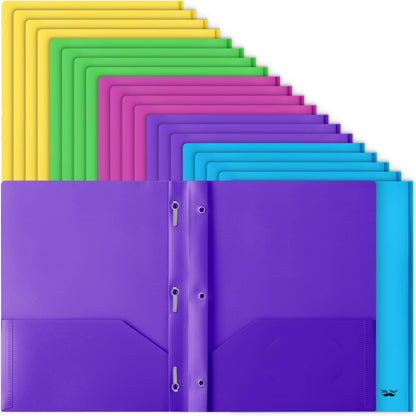 Mr. Pen- Plastic Folders with Pockets and Prongs, 20 Pack, Letter Size, Colorful
