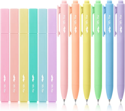 Aesthetic Highlighters and Gel Pens, 12 Pack, Pastel Color Bible Highlighters No Bleed, Colorful Ink Gel Pens Fine Point 0.7mm, Highlighter Pens, No Bleed Highlighters for Bibles, Gel Pens