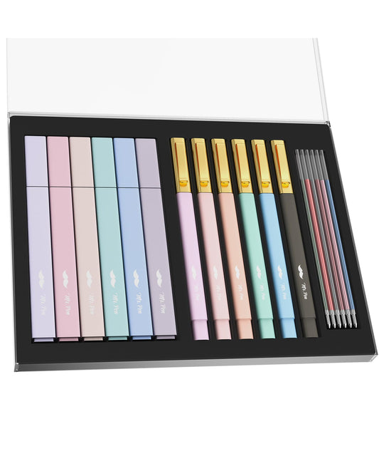 Mr. Pen- Aesthetic Highlighters and Pens with Case, 12 Pack, 6 Pen Refills