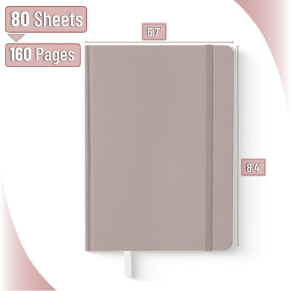 Customizable Dotted Journal Notebook, 5.7"x8.3", 160 Pages, Fabric Hardcover