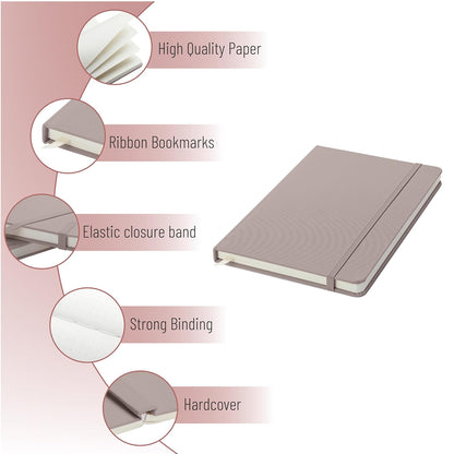 Customizable Dotted Journal Notebook, 5.7"x8.3", 160 Pages, Fabric Hardcover