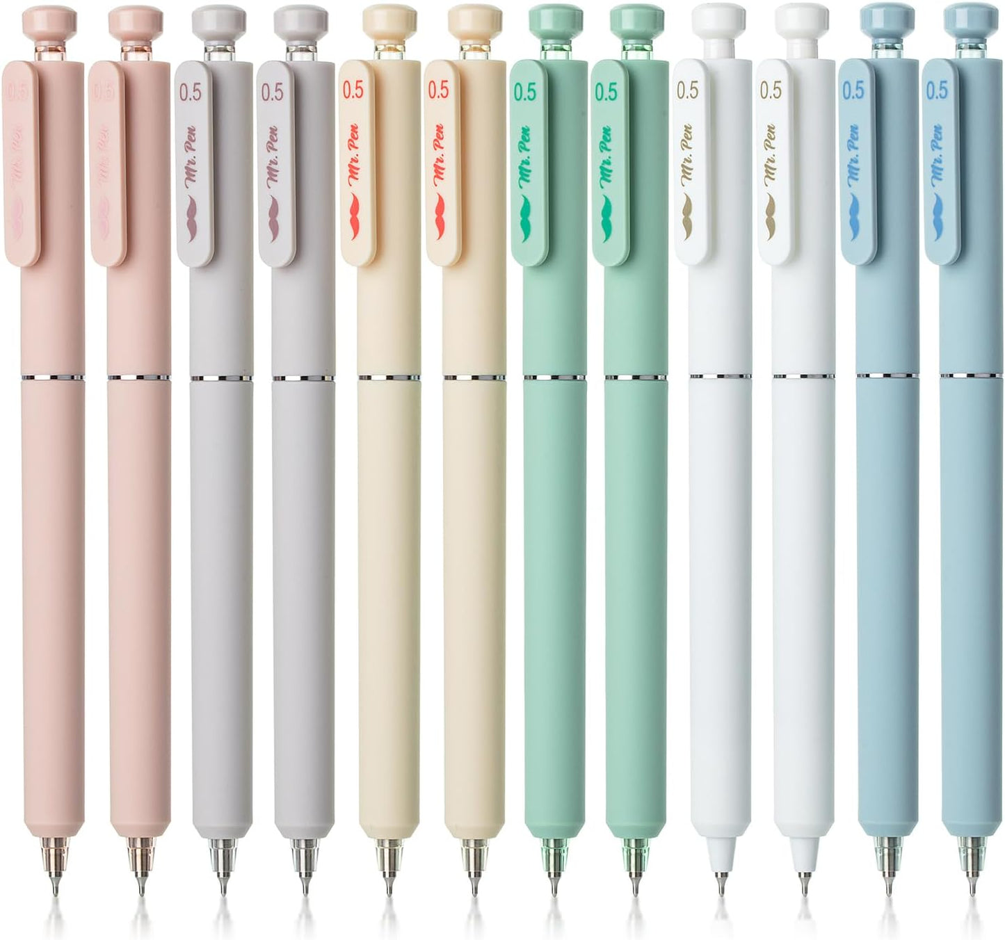 Mr. Pen- Retractable Gel Pens, 12 Pack, Black Ink, Soft Pastel Barrel Gel Pens, Gel Pens Fine Point 0.5mm, Retractable Pens, Cute Pens