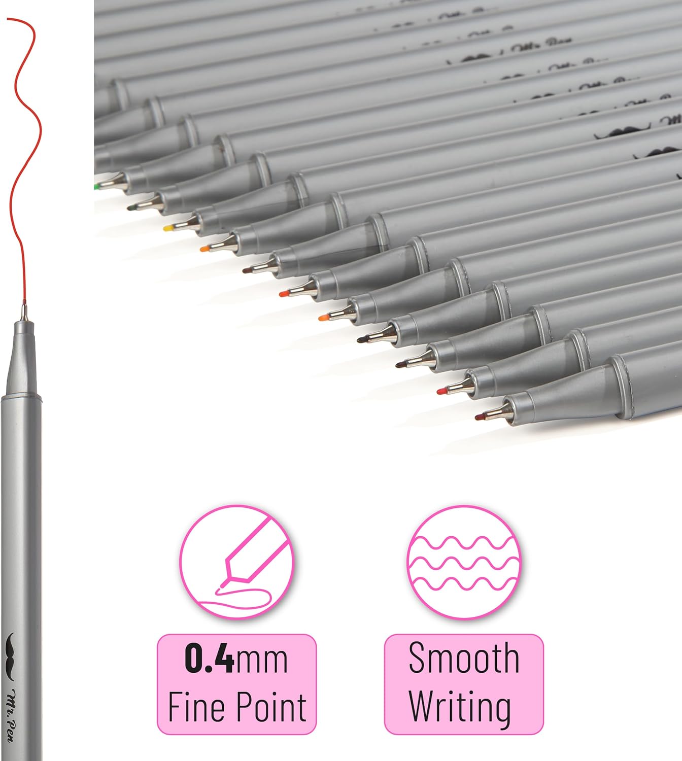 Bulk Fineliner Pens, 46 Pack, 0.4mm Fine Tip, Colorful