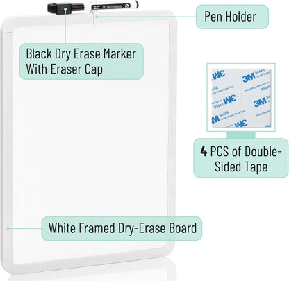 Mr. Pen- Dry Erase Board, 12” x 16” with a Black Dry Erase Marker, White Frame, Small White Board