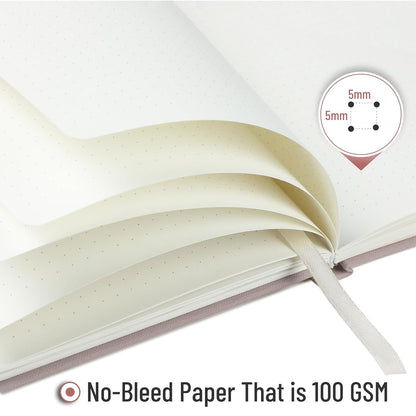 Customizable Dotted Journal Notebook, 5.7"x8.3", 160 Pages, Fabric Hardcover