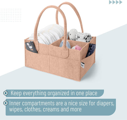 Mr. Pen- Baby Diaper Caddy Organizer, Rustic Warmth, Baby Caddy Organizer with Handle, Compact Size