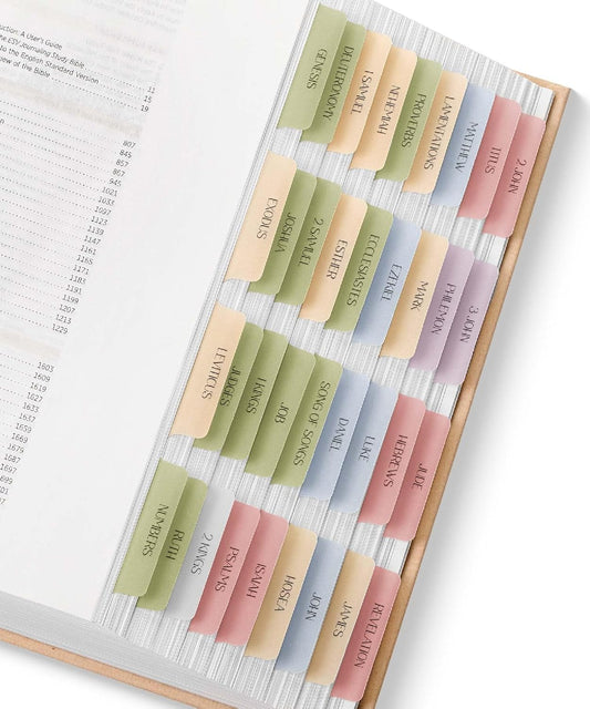 Mr. Pen- Bible Tabs, 75 Tabs, Transparent Muted Earth Colors Laminated Bible Tabs for Women and Men
