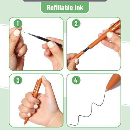 Mr. Pen- Retractable Gel Pens, 12 Pack, Black Ink, Natural Colors Barrels Gel Pens, Gel Pens Fine Point 0.5mm, Retractable Pens