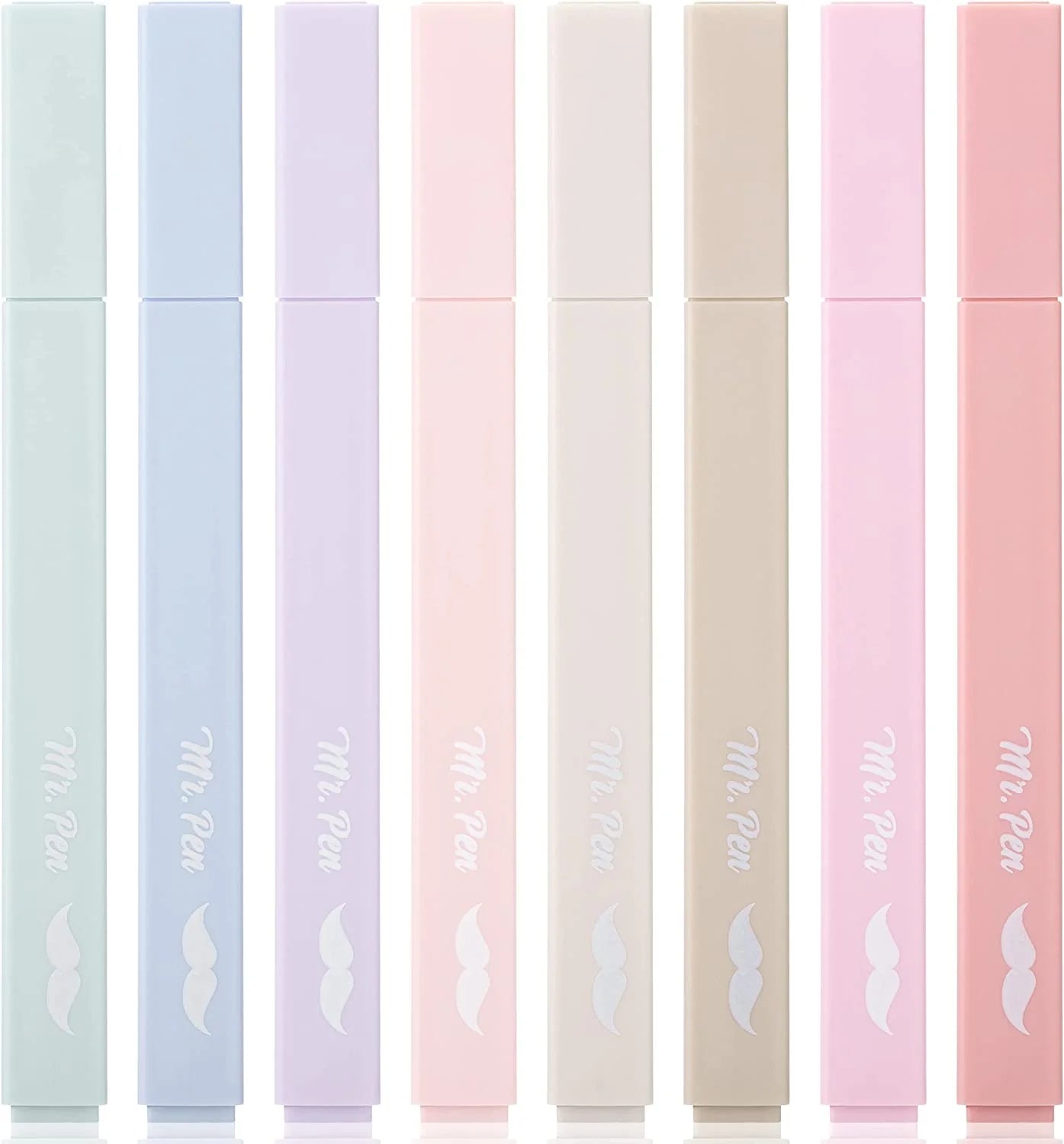 Aesthetic Highlighters, 8 pcs, Chisel Tip, Assorted Colors No Bleed