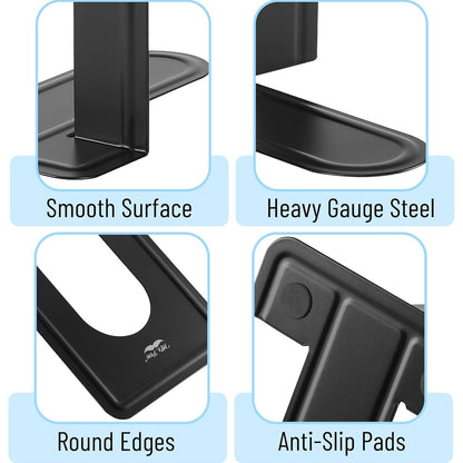Mr. Pen- Book Ends, 8 Pack, Black, Heavy Duty Metal Bookends for Shelves, Book Holders for Shelves