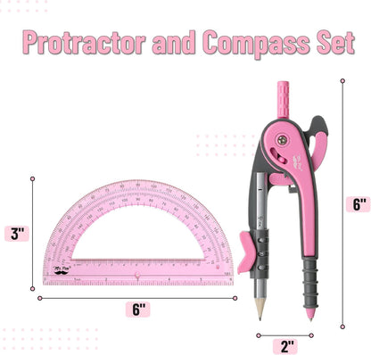 Mr. Pen- Compass and Protractor Set, Rogue Pink, Compass Geometry Tool, Protractor and Compass Set, Compass Drawing Tool