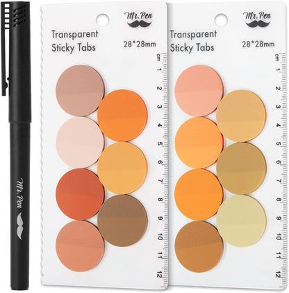 Round Transparent Sticky Notes Set, 14 Pads, 560 Sheets, 1.1"