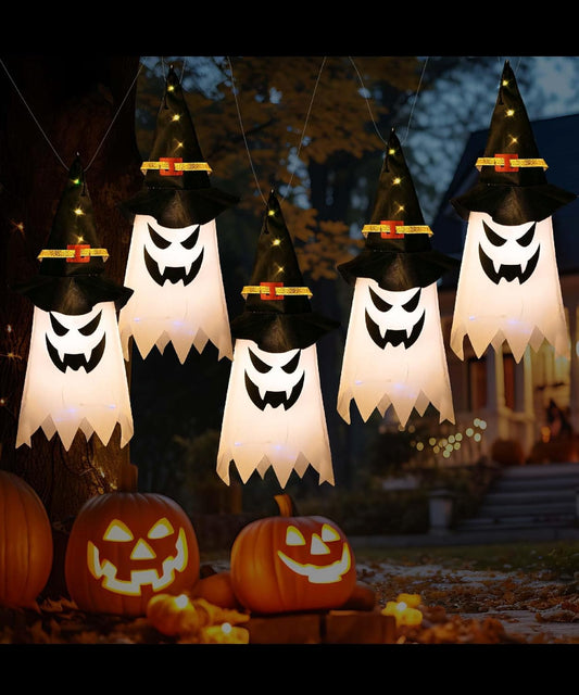 Mr. Pen- Halloween Hanging Lighted Glowing Ghost, 5 pcs, Halloween Ghosts