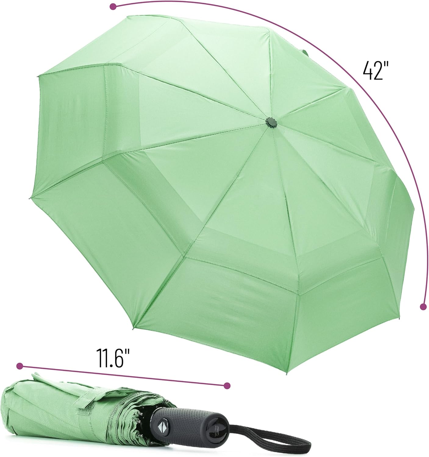 Mr. Pen- Windproof Travel Umbrella, Light Green, Automatic Umbrellas for Rain, Compact Umbrella, Travel Umbrella Compact