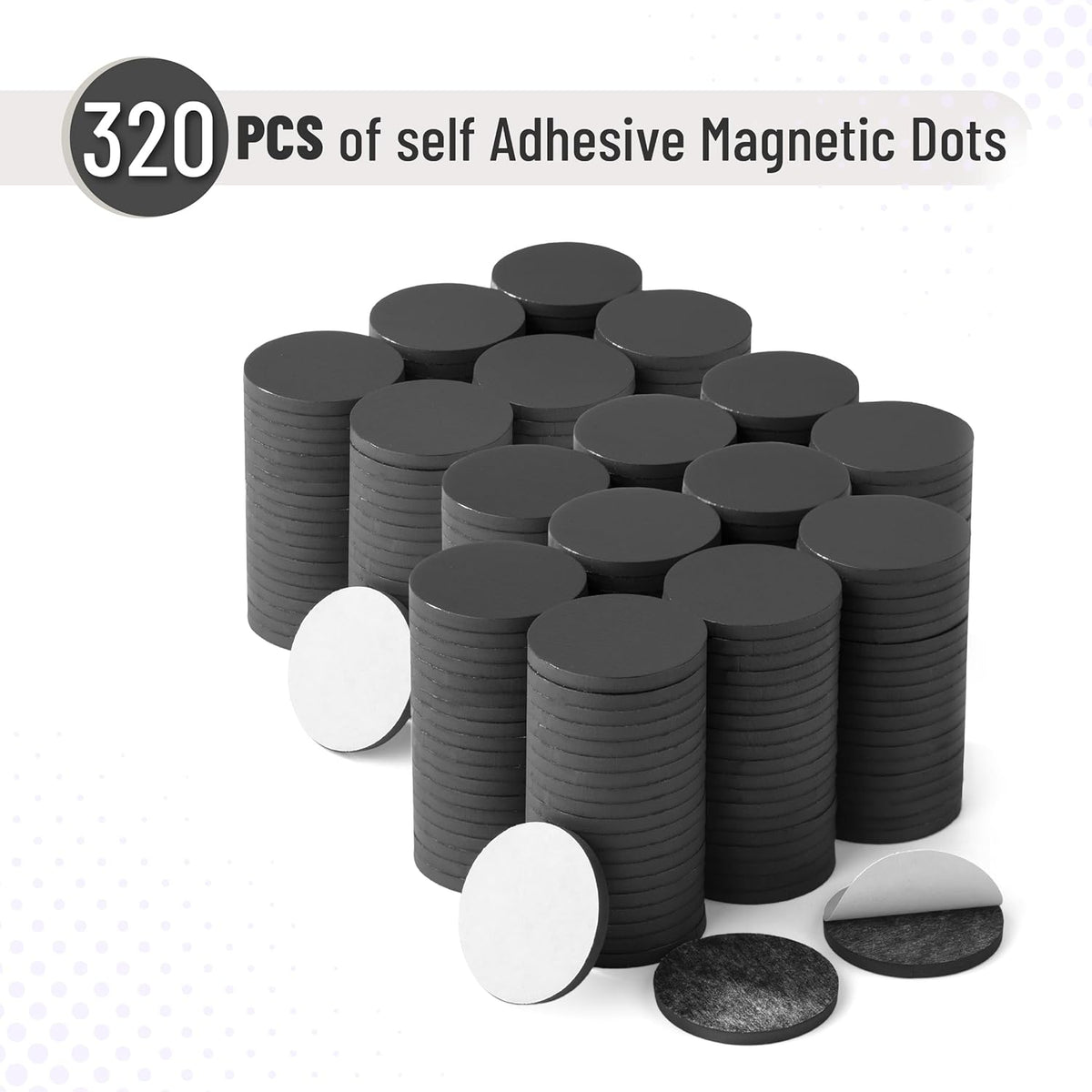 Mr. Pen- Self Adhesive Magnet Dots, 320 pcs, Flexible and Extra Thin, 0.8" x 1mm Thickness, Magnetic Dots with Adhesive Backing