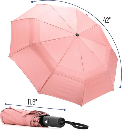 Mr. Pen- Windproof Travel Umbrella, Light Pink, Automatic Umbrellas for Rain, Compact Umbrella