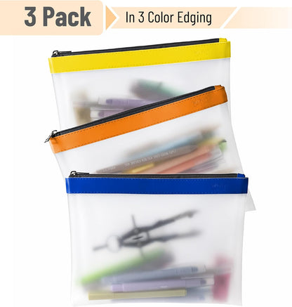 Mr. Pen- Clear Pencil Pouch, 3 Pack, Durable TPU Material, Large Water-Resistant Pencil Bags with Smooth Zipper