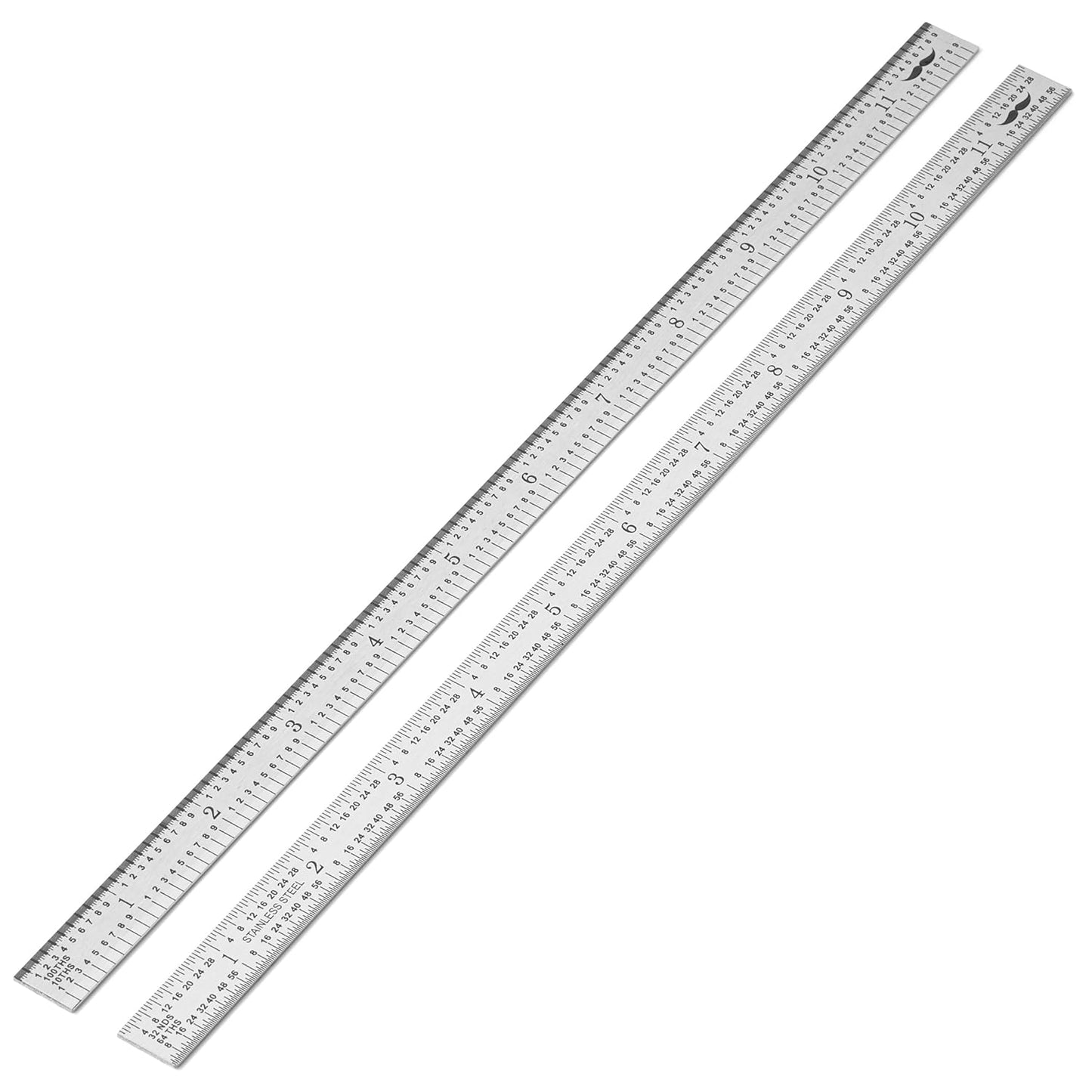 Machinist Ruler 12 Inch, 2 Pack, Stainless Steel, 1/10 1/100 1/32