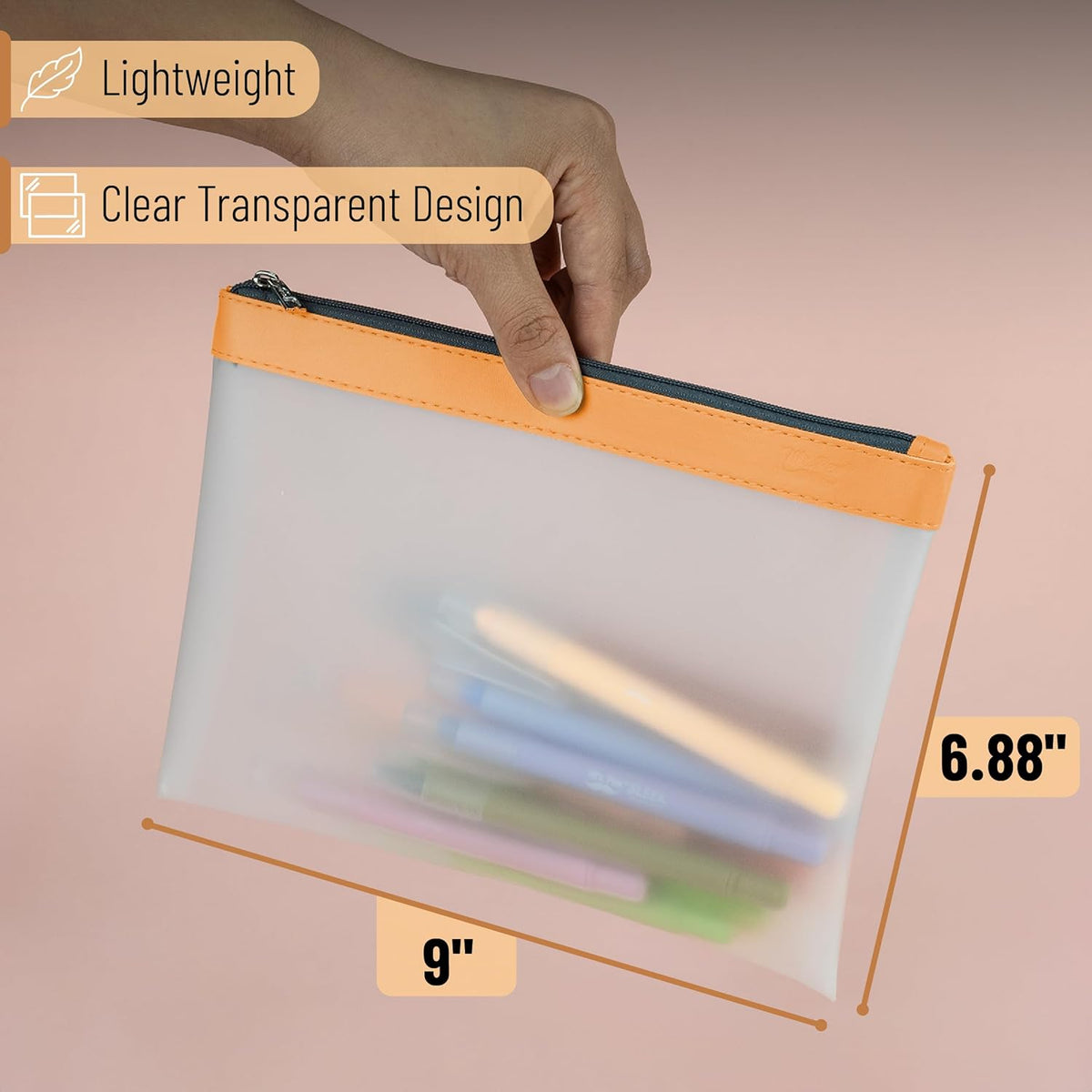 Mr. Pen- Clear Pencil Pouch, 3 Pack, Durable TPU Material, Large Water-Resistant Pencil Bags with Smooth Zipper