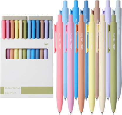 Mr. Pen- Retractable Gel Pens, 12 Pack, Black Ink, Pastel Barrel Gel Pens, Gel Pens Fine Point 0.5mm, Retractable Pens