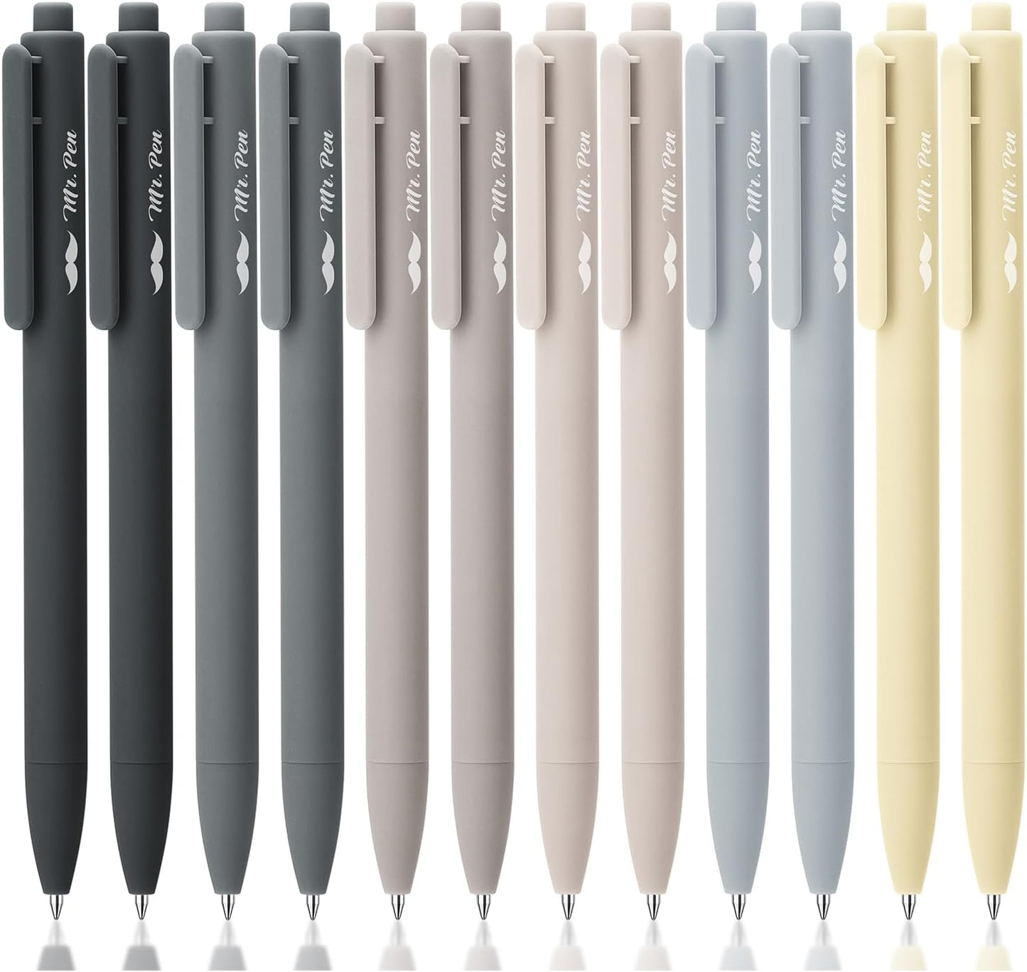 Mr. Pen- Retractable Gel Pens, 12Pack, Black Ink, Monochrome Elegance Barrel Gel Pens