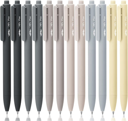 Mr. Pen- Retractable Gel Pens, 12Pack, Black Ink, Monochrome Elegance Barrel Gel Pens