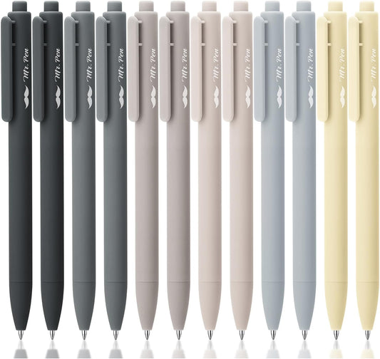 Mr. Pen- Retractable Gel Pens, 12Pack, Black Ink, Monochrome Elegance Barrel Gel Pens