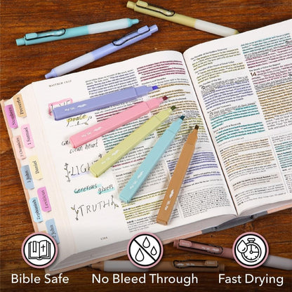 Mr. Pen- ESV Journaling Bible Kit for Women, Aesthetic Highlighters and Black Ink Gel Pens, Tabs, 3x3 Inch Transparent Sticky Notes, Bible Reading Tracker, Silicone Pencil Case, Bible Study Supplies