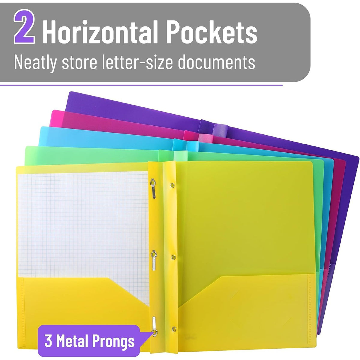 Mr. Pen- Plastic Folders with Pockets and Prongs, 20 Pack, Letter Size, Colorful