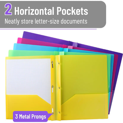 Mr. Pen- Plastic Folders with Pockets and Prongs, 20 Pack, Letter Size, Colorful