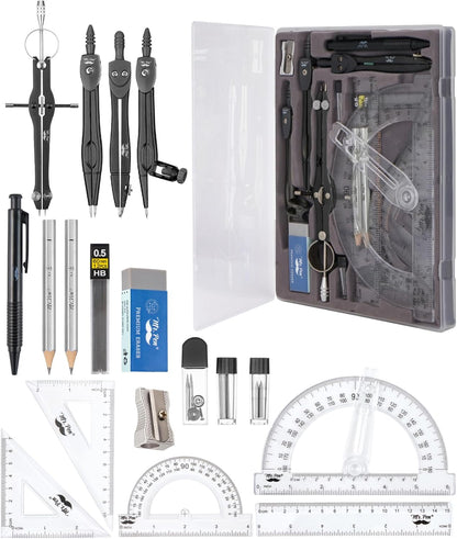 Mr. Pen- Geometry Set, 15 pcs, Black, 6 Inch Swing Arm Protractor, Divider, Set Squares, Ruler