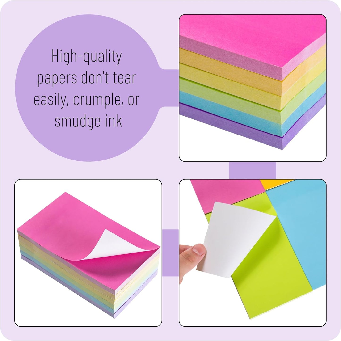 Colorful Large Sticky Notes, 3x5 Inch, 8 Pads, 640 Sheets