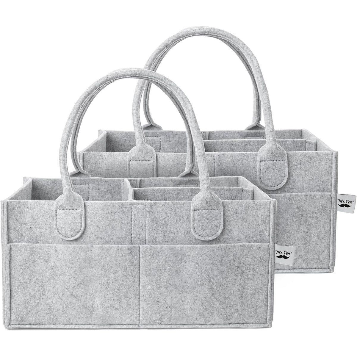 Mr. Pen- Baby Diaper Caddy Organizer, 2 Pack, Gray, Baby Caddy Organizer with Handle, Compact Size, Collapsible & Portable