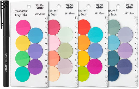 Mr. Pen- Transparent Sticky Note Set, 1120 Sheets, Colorful, Round Transparent Sticky Notes Set