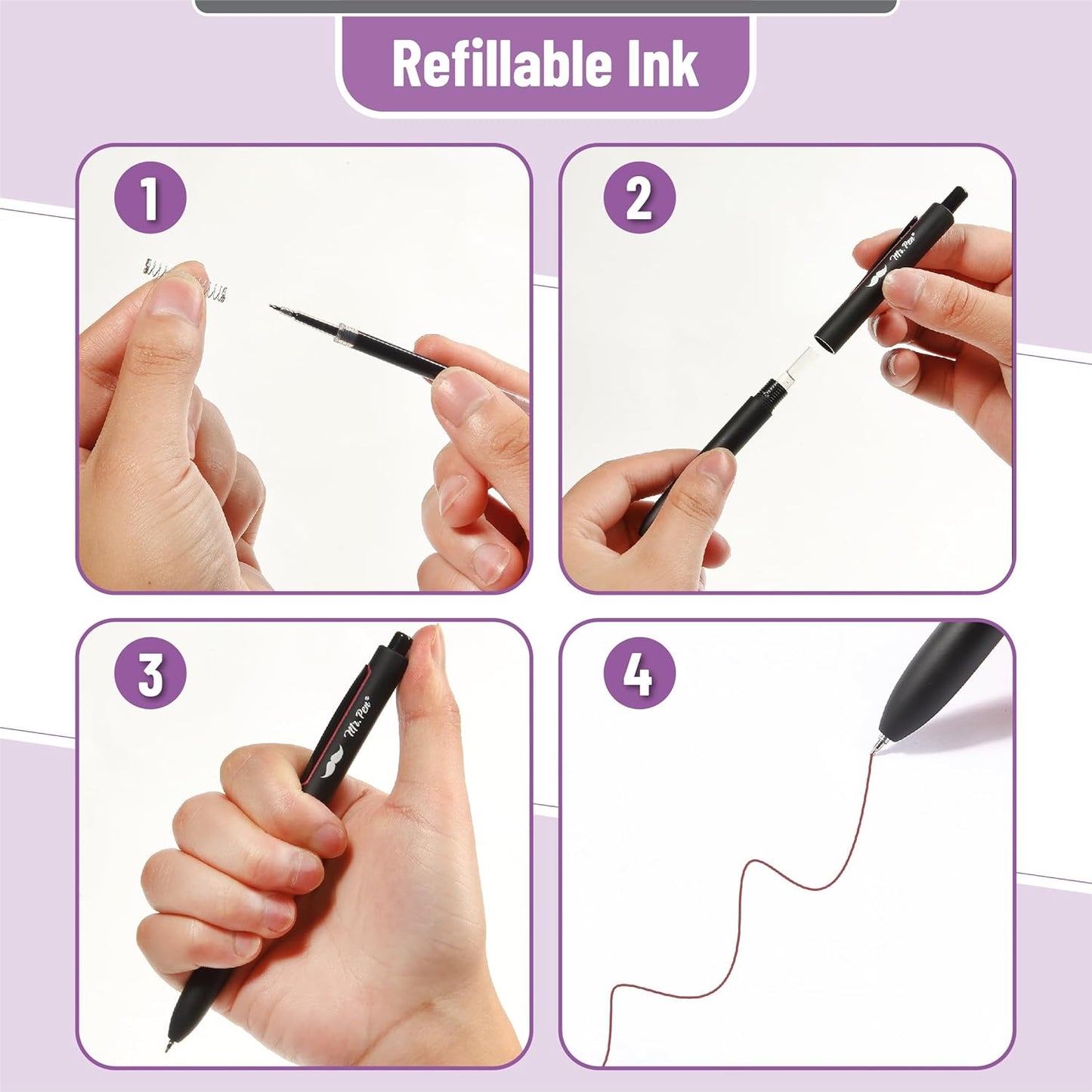 Mr. Pen- Retractable Gel Pens, 8 Pack, Pastel Color Ink Gel Pens, Gel Pens Fine Point 0.5mm, Retractable Pens, Cute Pens