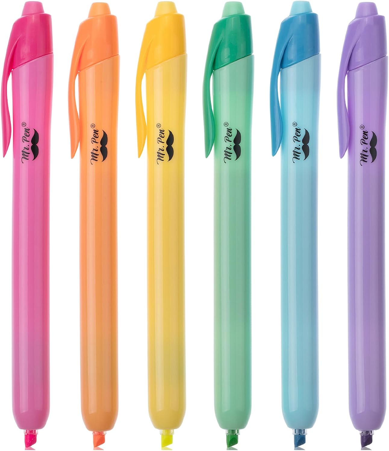 Mr. Pen- Retractable Highlighters, 6 Pack, Bright Colors