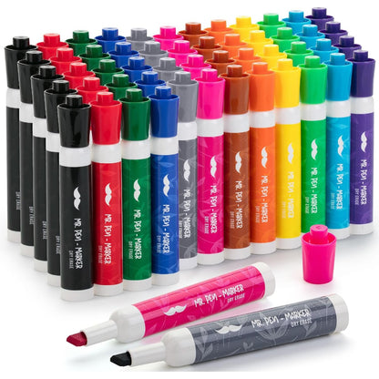 Bulk Dry Erase White Board Markers, 52 Pack, 12 Colors, Chisel Tip