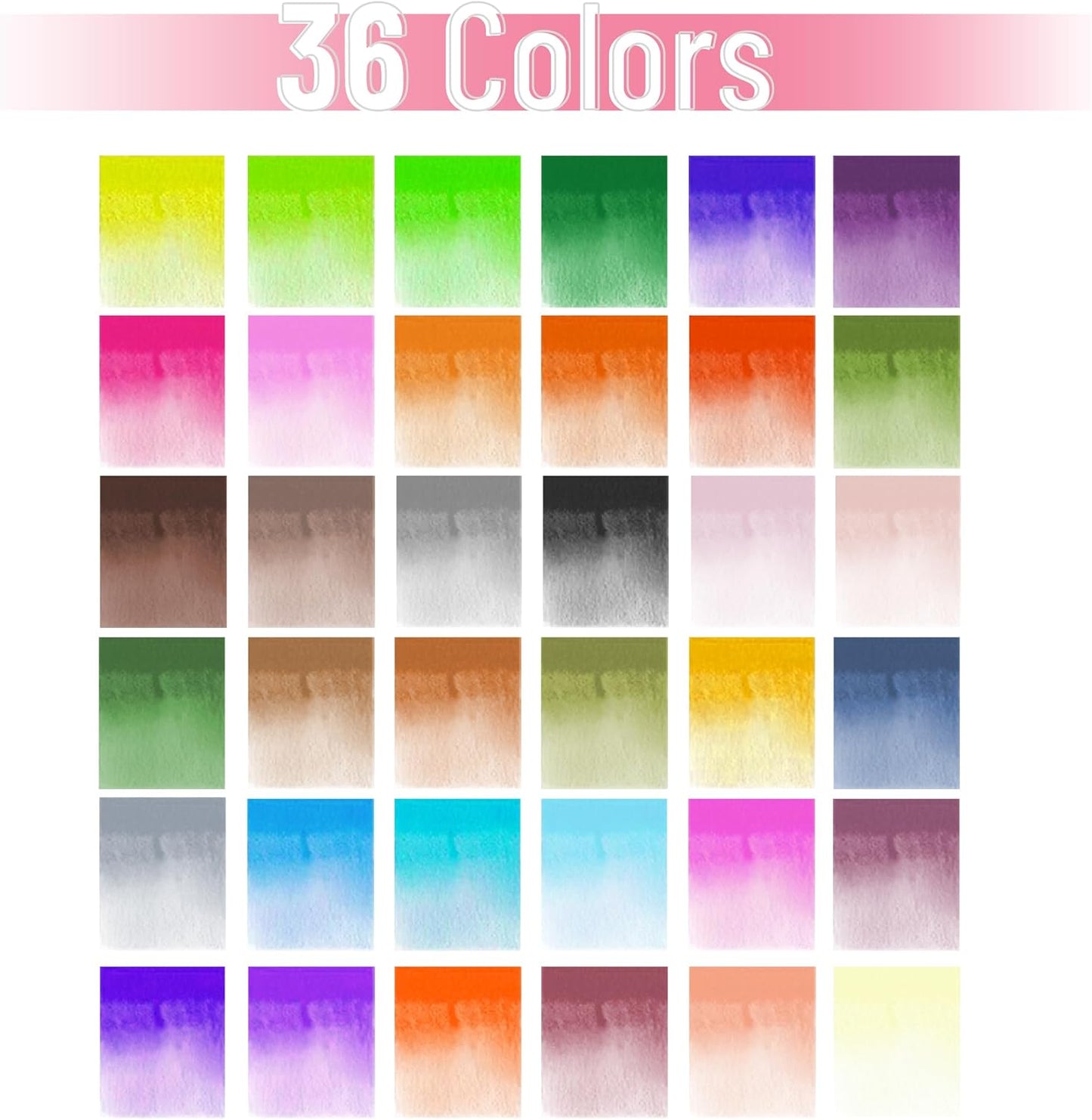 Watercolor Markers, 36 Pack, Brush Tip Pens, Water-Based, Non-Toxic